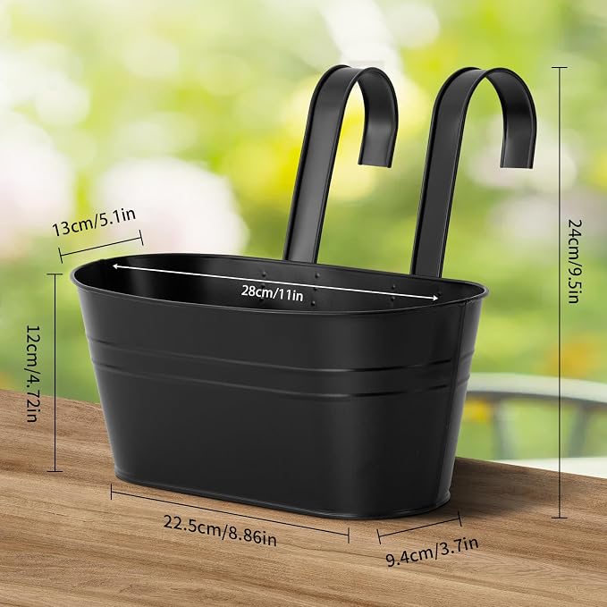 5 Pcs Iron Hanging Flower Pots 11 Inch Hanging Planters - Image 2