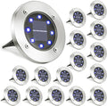 LYHOPE Solar Ground Lights Outdoor, 16 Pack 8 LED Solar Disk Lights Waterproof by LYHOPE