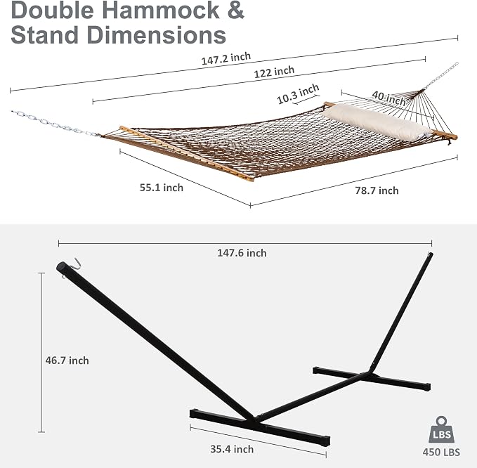 SUNCREAT Portable Hammock with Stand, Heavy Duty Standing Hammock, 450 lbs - Image 6