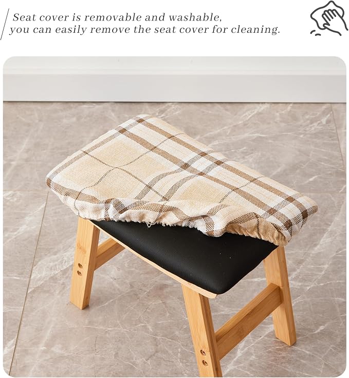 Foot Stool, Bamboo Small Sofa Foot Rest Under Desk, Extra Seating - Image 5