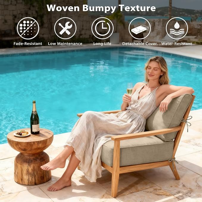 Sundale Outdoor Olefin Deep Seat Cushion, Patio Chair Cushion and Pillow - Image 2