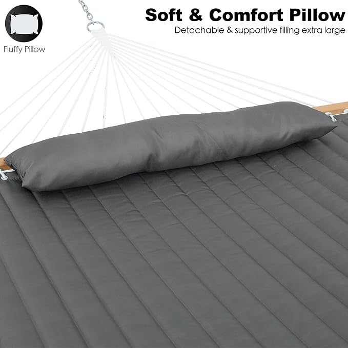 2 Person Hammocks for Outside, Double Quilted Fabric Outdoor Hammock - Image 3