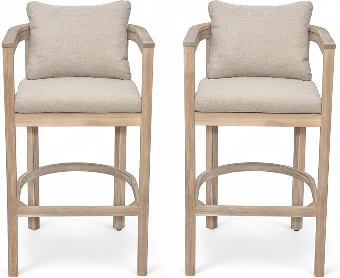 Christopher Knight Home Kuart Acacia Wood Outdoor Bar Stool Set of 2 - Image 4