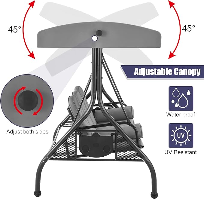 GYUTEI 3-Seat Outdoor Patio Swing - Image 3