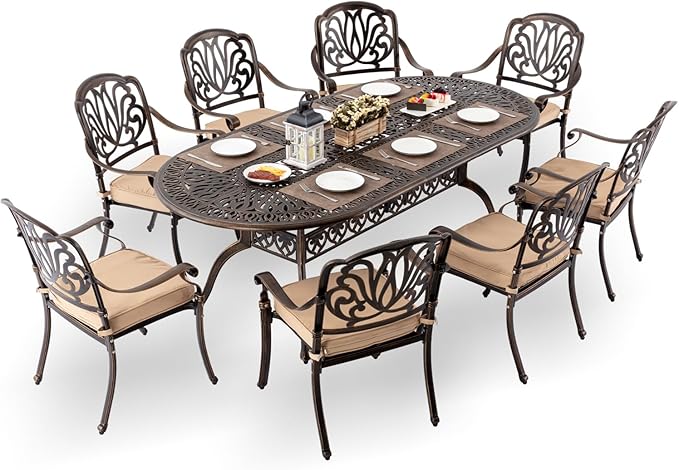 9-Piece Cast Aluminum Patio Furniture, Outdoor Dining Sets by Unknown