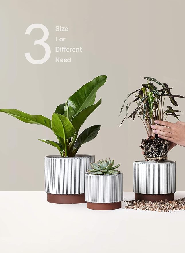 LE TAUCI Ceramic Pots for Plants, 8+6.7+5.5 Inch Plant Pots Indoor, Flower Pot - Image 7