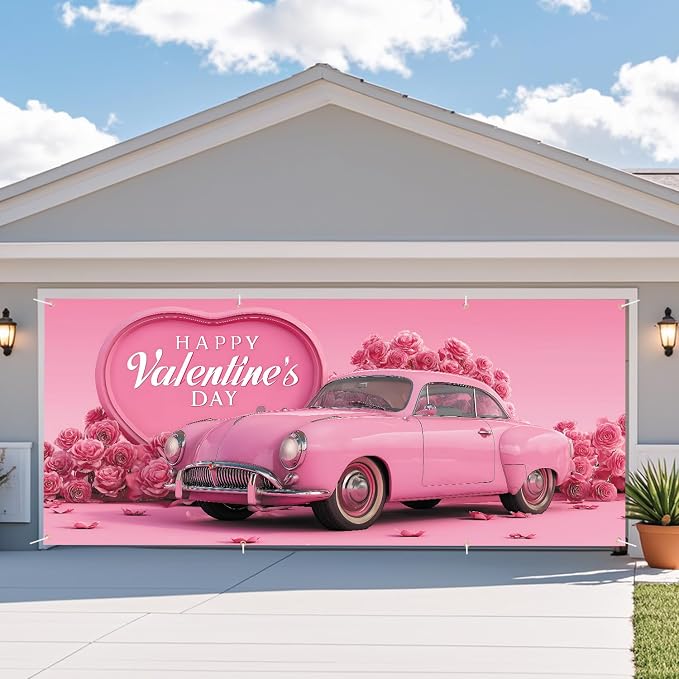 Valentine’s Day Garage Door Banner 6x13FT, Romantic Outdoor Decoration - Image 7