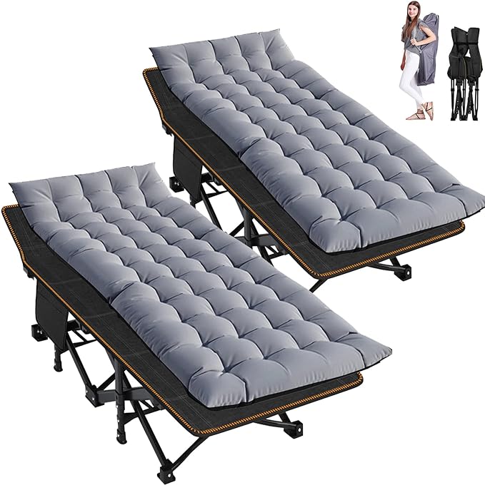 ABORON Camping Cot for Adult 28" Extra Wide, 2PK Heavy-Duty 1200D Oxford Cot by ABORON