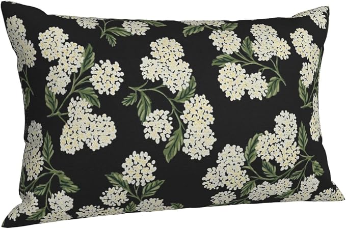 Black Spring Pillow Covers 12x20 Inch 2 Pcs Green Hydrangea Flower Decor Throw - Image 8