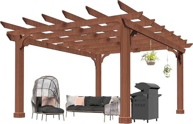 BlueWish 10' x 12' Patio Pergola, Cedar Wood Pergolas - Image 8