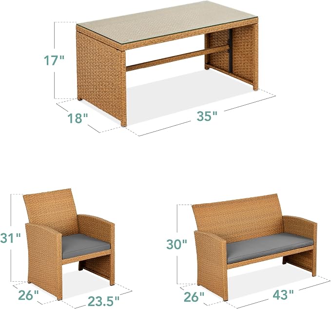 Best Choice Products 4-Piece Outdoor Wicker Patio Conversation Furniture Set - Image 7