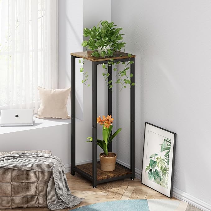 Plant Stand Indoor Corner Tall 2 Tier Metal Modern Flower Storage Plant Shelf - Image 4