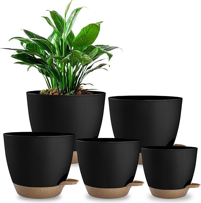Plant Pots 8/7.5/7/6.5/6 Inch Self Watering Pots, 5 Pack Planters by Unknown