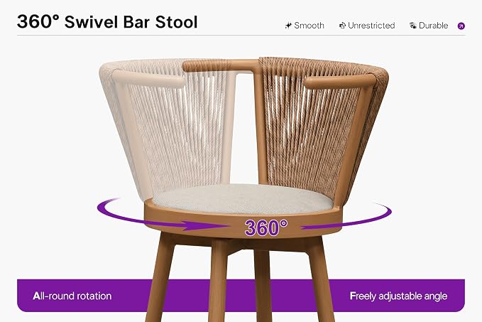PURPLE LEAF Outdoor Swivel Counter Height Bar Stools Set of 4 Metal Modern - Image 4