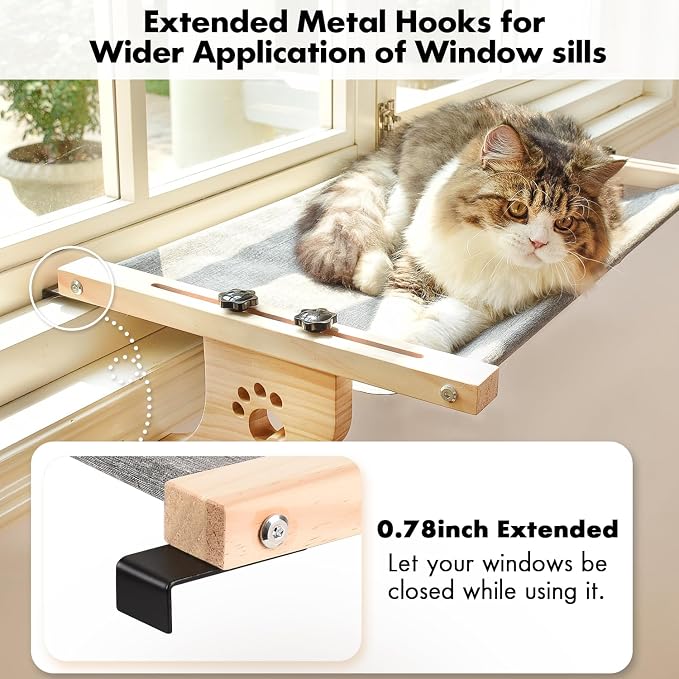 AMOSIJOY Cat Sill Window Perch Sturdy Cat Hammock Window Seat - Image 3