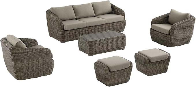 CHITA 6 Pieces Patio Wicker Furniture Set, Outdoor Rattan Bistro Set by CHITALIVING