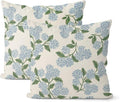 Spring Pillow Covers 20x20 Inch 2 Pcs Navy Blue Sage Green Hydrangea Flower by DAFENA