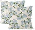 Spring Pillow Covers 18x18 Inch 2 Pcs Blue Green Hydrangea Flower Decor Throw by DAFENA