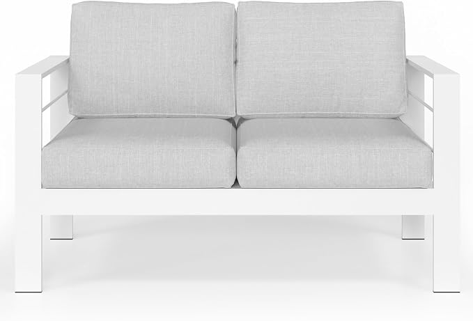 Solaste Outdoor Loveseat Aluminum Patio Furniture Sofa, All-Weather Metal - Image 7
