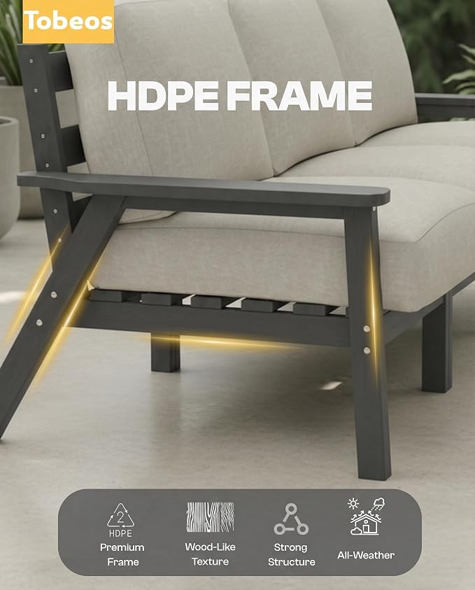 Patio Furniture Set, HDPE Outdoor Sofa Set - Image 5