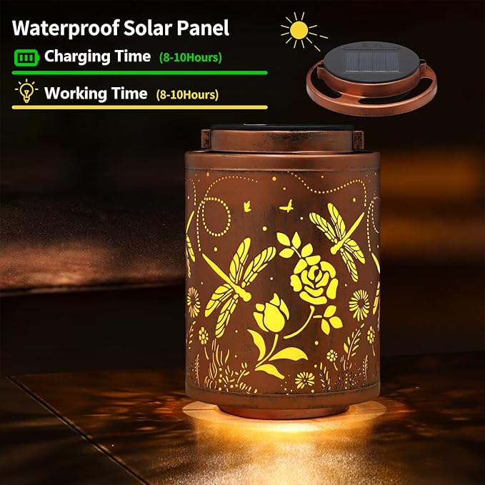 2 Pack Solar Lanterns Garden Decor Birthday Gifts - Image 2