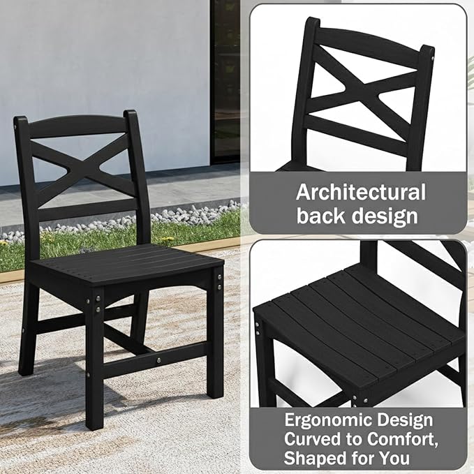 Outdoor Dining Set, HDPE 9-Piece Patio Table and Chairs Set, All-Weather - Image 4