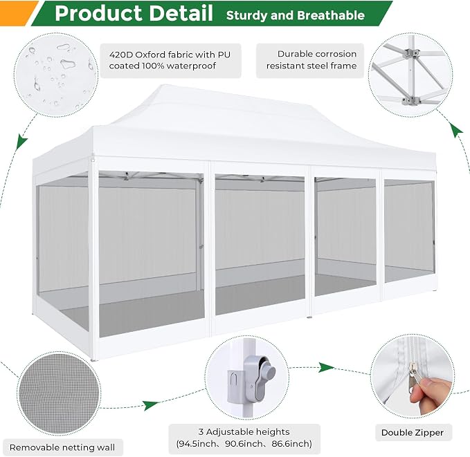 COBIZI 10x20 Heavy Duty Pop Up Canopy - Image 6