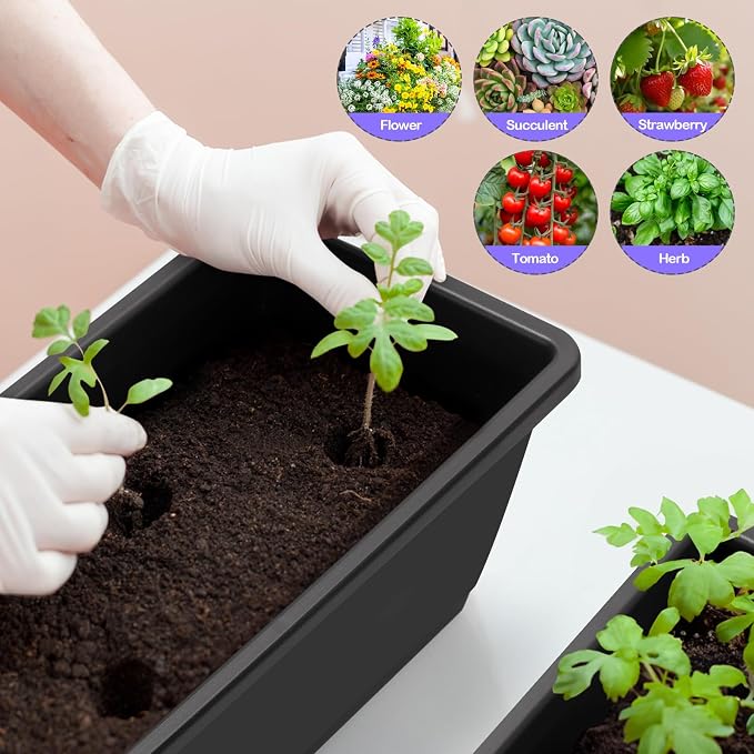 smusei Railing Planter Box 4 Pack Window Boxes Planters - Image 5