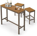 Outdoor Bar Height Table and Chairs Set, 3 Piece Patio Pub Bar Set by COZYMAN
