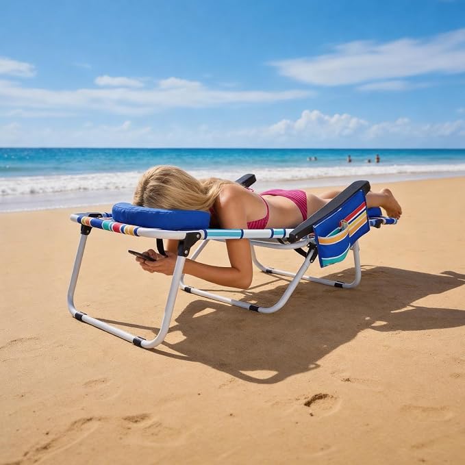 MOPHOTO Oversized Beach Lounge Chair, 5-Position Adjustable Tanning Chair - Image 2