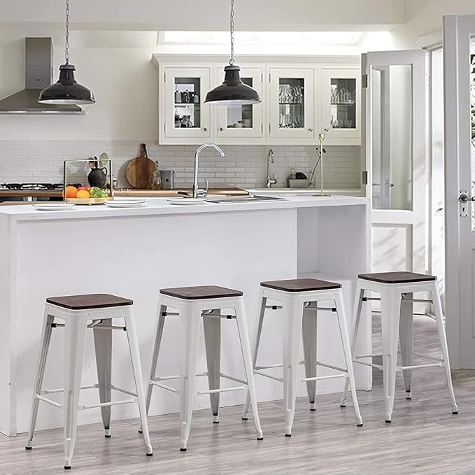 Andeworld Bar Stools Set of 4 Stackable Metal Bar Stools Industrial Counter - Image 8