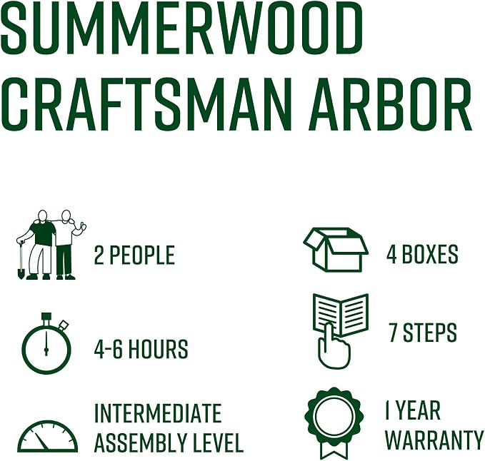 Vita Summerwood Craftsman Cedar Arbor Charcoal Garden Arch Trellis, Arch - Image 4