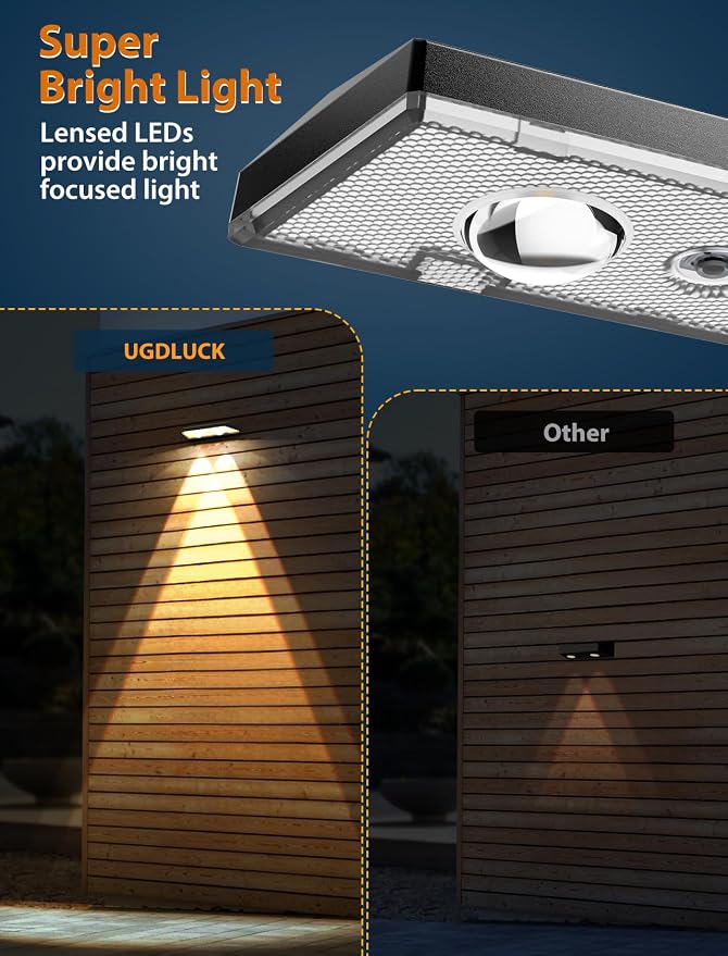 Solar Fence Lights Outdoor, 2700/4000/6000K 3 Modes Bright Lens LED Dusk to - Image 3