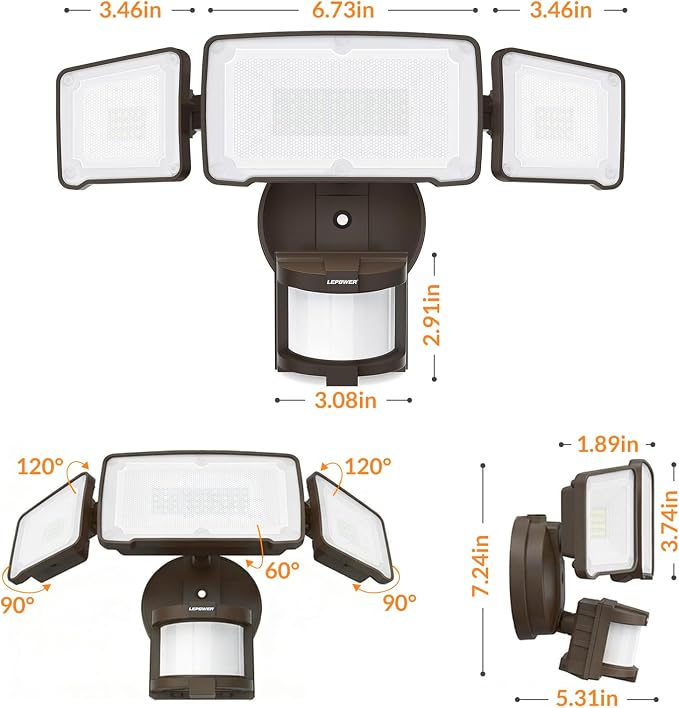 LEPOWER LED Security Light Motion Sensor Light Outdoor, 38W 4200LM Motion - Image 9