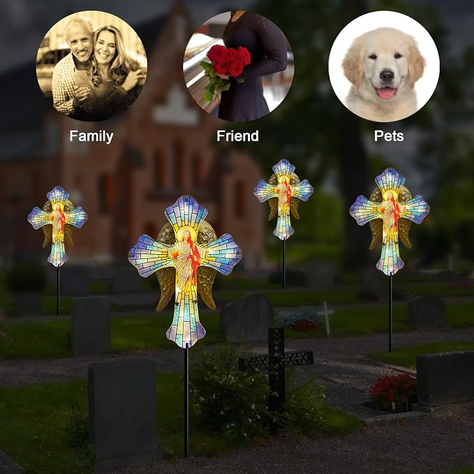 Solar Jesus Cross for Gemetery Graver, Grave Decorations for Cemetery, Sympathy - Image 5