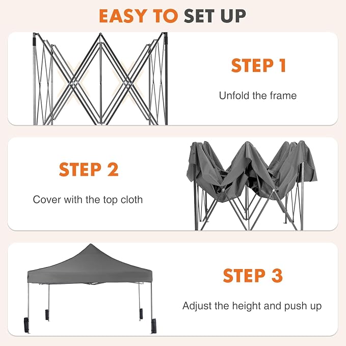 Sweetcrispy 10 x 10 Ft Pop Up Canopy Tent Outdoor Use, Portable Shade - Image 4