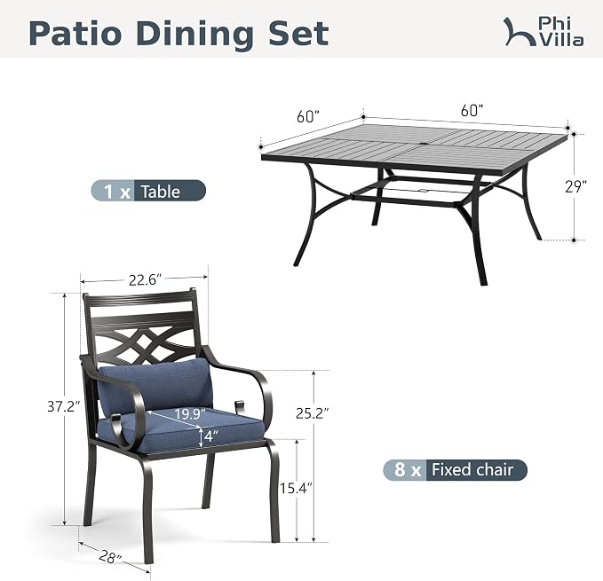 PHI VILLA 9 Pieces Outdoor Dining Set - Image 2