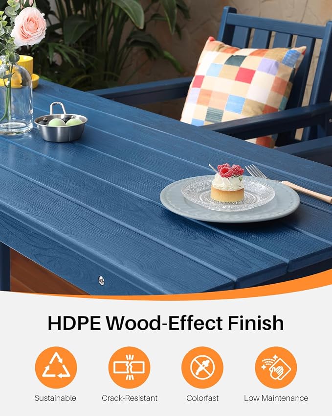 HDPE Outdoor Bar Table, Outdoor Counter Height Table Adirondack Patio Bar - Image 4