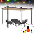 PURPLE LEAF 10' X 13' Outdoor Retractable Pergola Patio Metal Shelter by PURPLELEAF