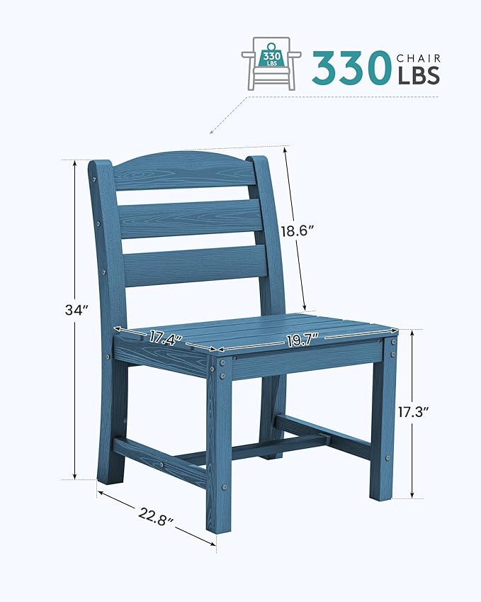 SERWALL Outdoor Dining Chairs Set of 4, All-Weather HDPE Patio Chair - Image 2