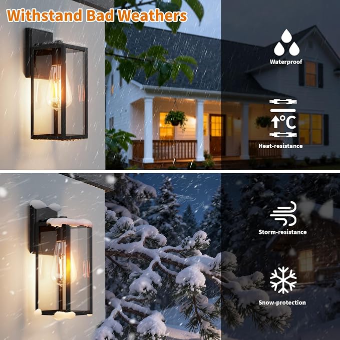 15'' Black Outdoor Front Porch Lights - Image 2