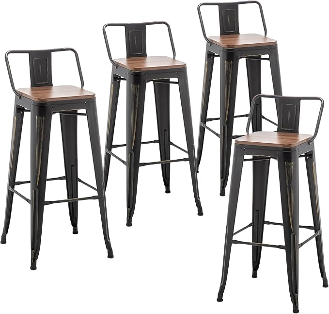 Alunaune 26" Industrial Metal Bar Stools Set of 4 Counter Height Barstools - Image 9