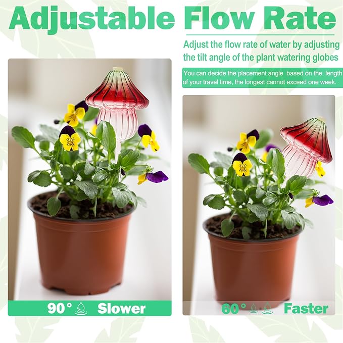 4 PCS Glass Mushroom Plant Watering Globes, 230 ML Large Self Watering Planter - Image 4