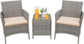 Greesum 3 Pieces Patio Furniture Sets Outdoor PE Rattan Wicker Chairs by BuynowfromGreesum