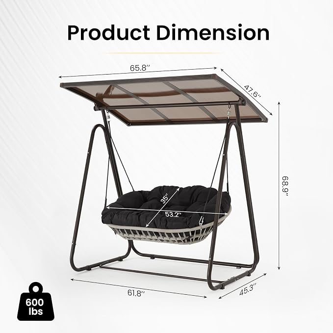 2-Person Outdoor Porch Swing - Image 3