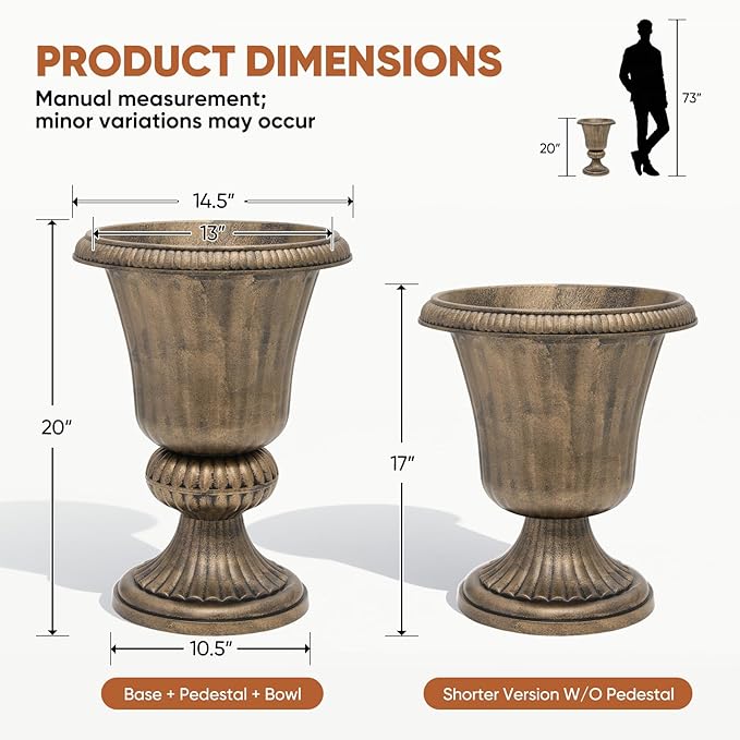 Athena Collection 20''H Bronze Garden Plastic Urn - Image 3
