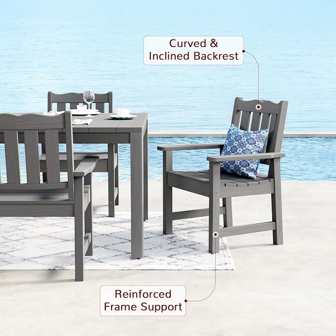 Stoog 6 Pieces Outdoor Patio Dining Set, All-Weather Dining Table and Chairs Set - Image 7
