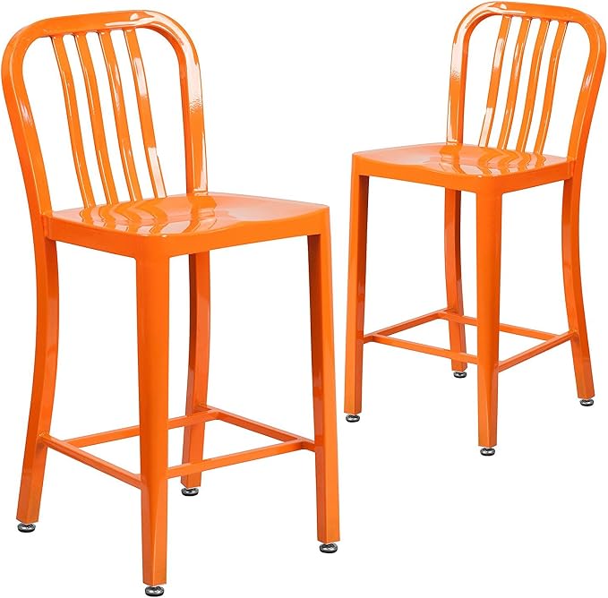 Flash Furniture Gael Commercial Grade 2 Pack 24" High Orange Metal by FlashFurniture