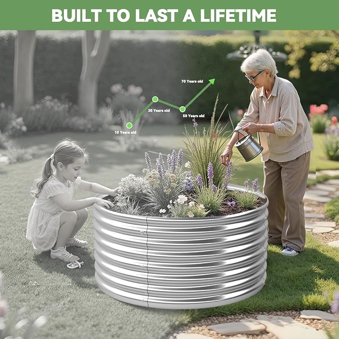 4 Pack 3x3FT Round Raised Beds for Gardening, Corrugated Galvanized Steel - Image 8