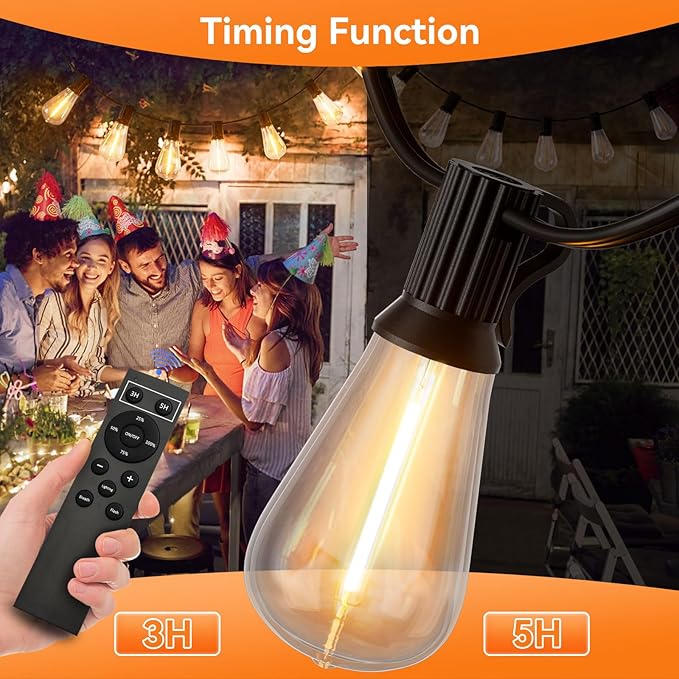 100 FT Outdoor String Lights for Outside, IP65 Waterproof ST38 LED Shatterproof - Image 4